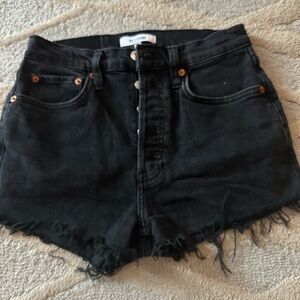 Re/Done faded black Jean Shorts